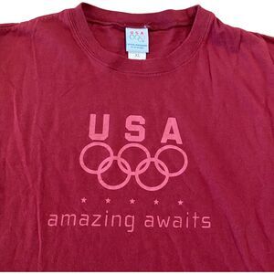 USA Olympics Shirt Mens Size Extra Large Red Long Sleeve Graphic Tee T XL